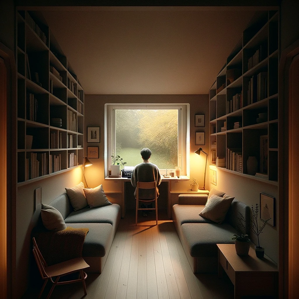 DALL·E 2024-01-18 21.11.44 - A smaller, more intimate cosy home interior, still capturing a.png