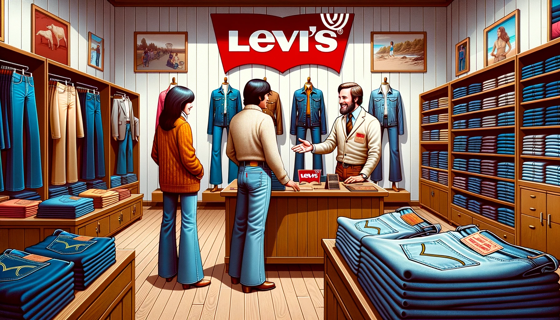 DALL·E 2023-12-26 15.30.43 - Digital art of a Levi's store in the 1970s. A salesman wearing.png