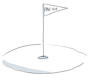 line art of golf hole with flag reading "par 418".png