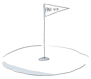 line art of golf hole with flag reading -par 418-.png