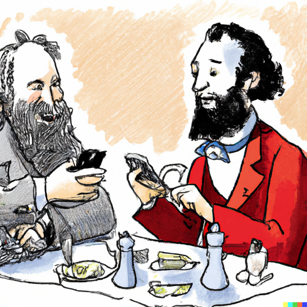 DALL·E 2024-02-21 10.09.56 - Karl Marx and John Stuart Mill paying for their lunch using th.png