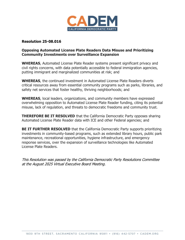 Resolution 25-08.016 Opposing Automated License Plate Readers Data Misuse and Prioritizing C.pdf