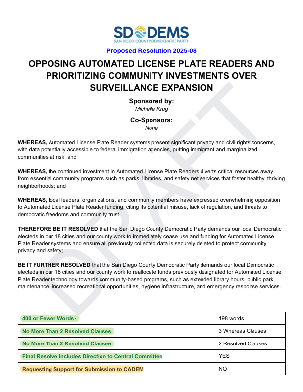 Proposed 2025-08 (Opposing Automated License Plate Readers and Prioritizing Community Invest.pdf